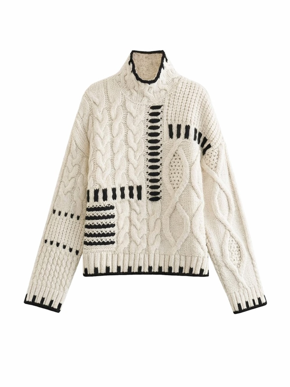 Zara - Sculptural Cable Knit Sweater - Oversized Cropped - Rare Style - Size M